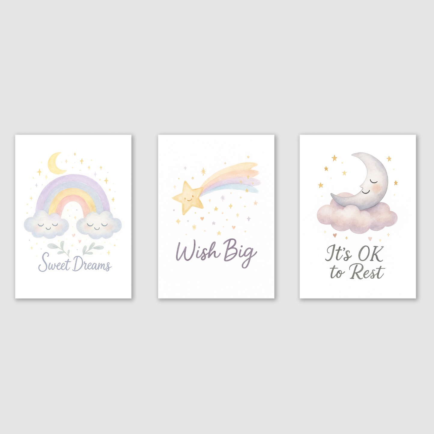 Bedtime Positivity Print Set - Rainbow & Positivity Collection Set of 3