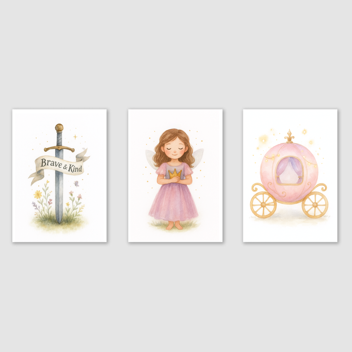 Crown & Courage Print Set - Fairytale Collection Set of 3