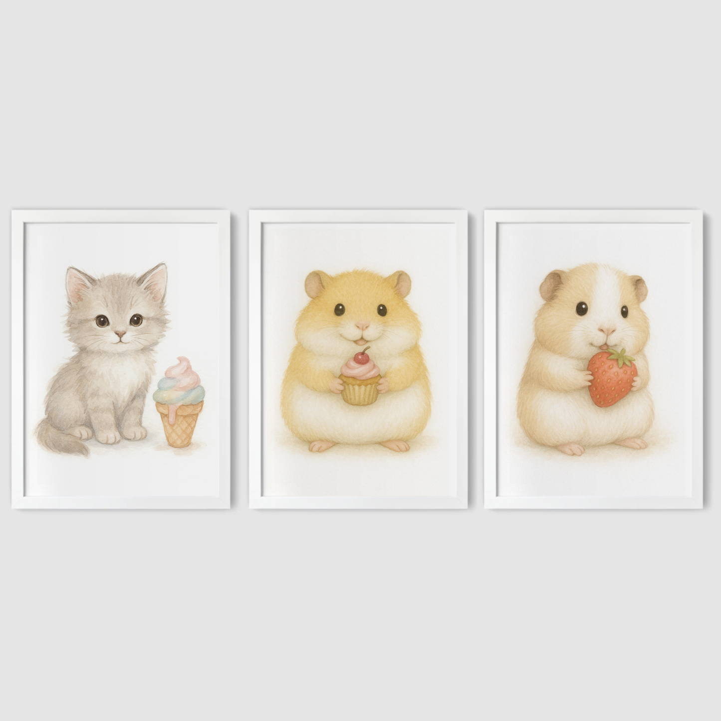 Sweet Treats Print Set - Cute Pets Collection Set of 3