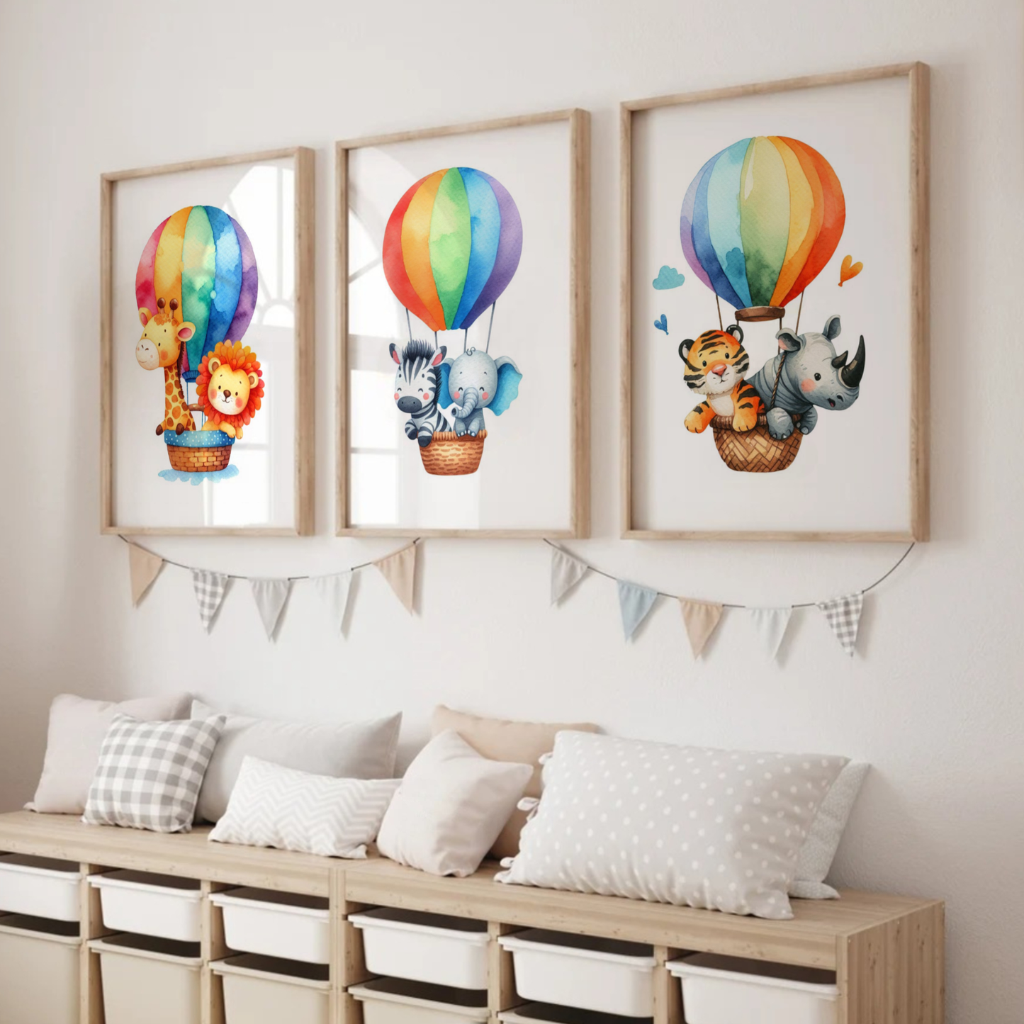Animal Hot Air Balloon Print Set