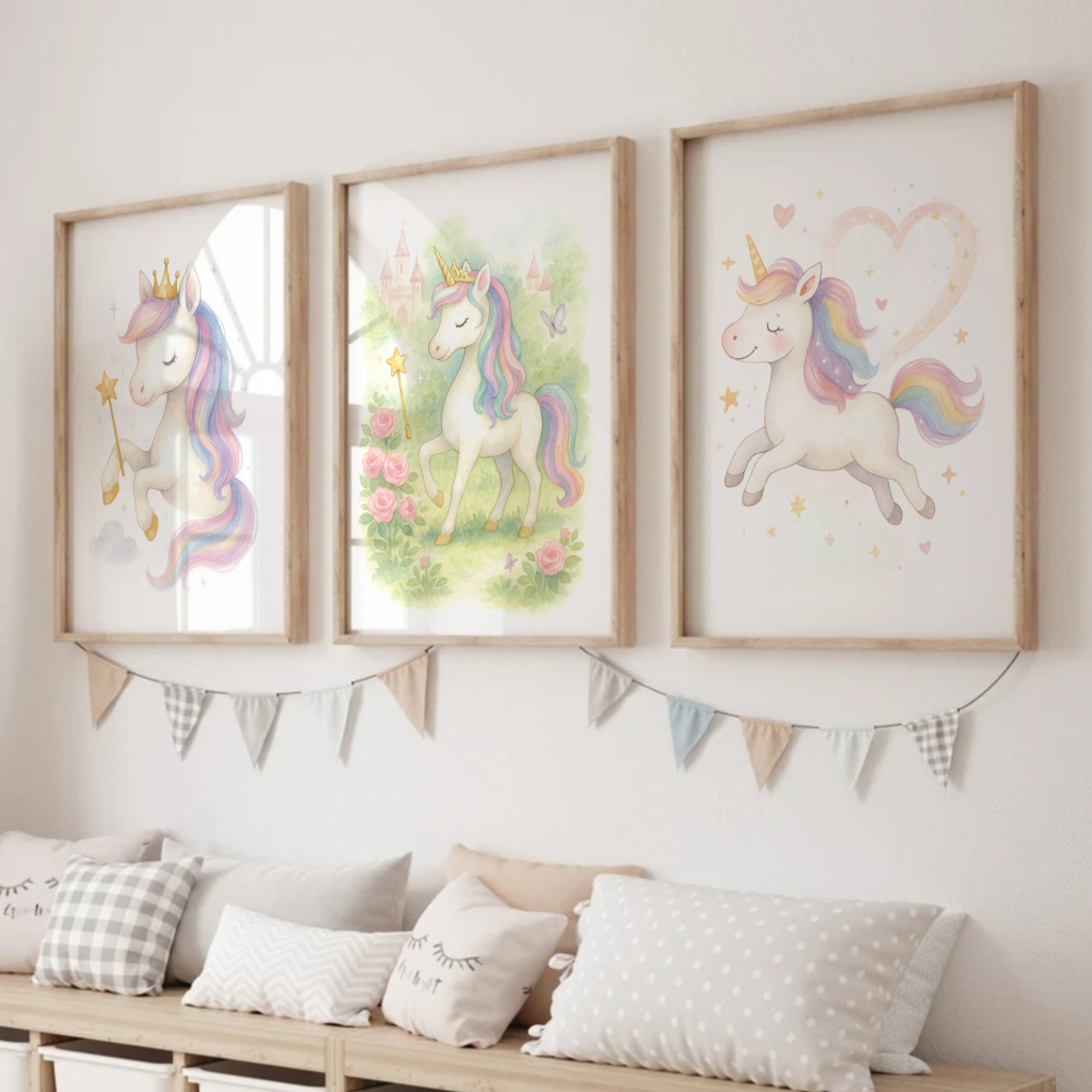 Pastel Princess Unicorns Print Set - Unicorns Collection Set of 3