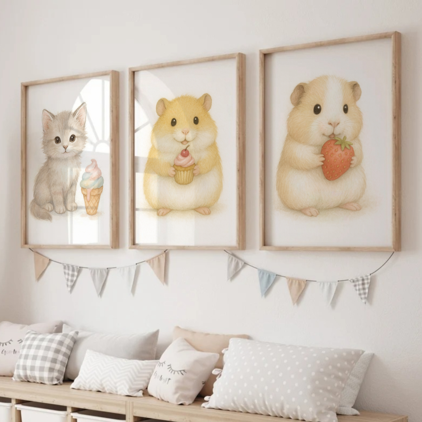 Sweet Treats Print Set - Cute Pets Collection Set of 3