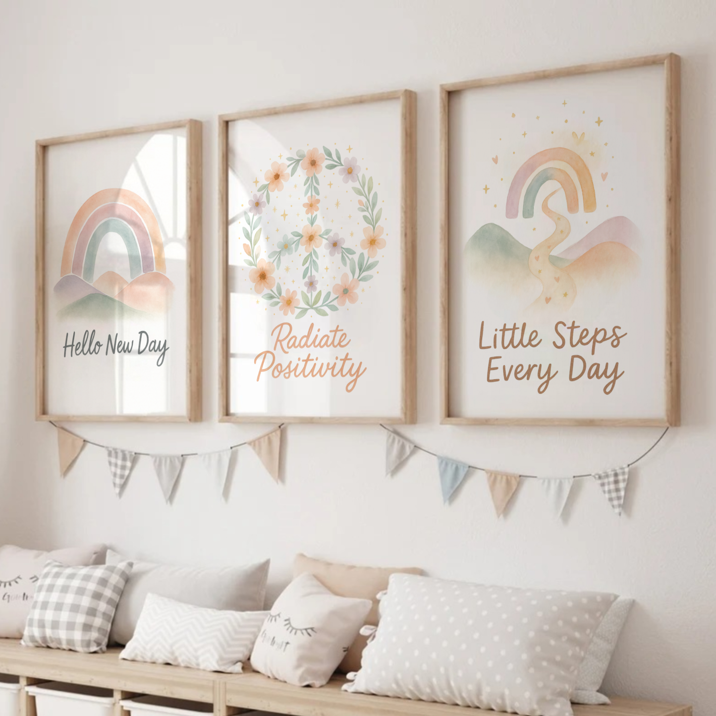 Abstract Positivity Print Set - Rainbow & Positivity Collection Set of 3