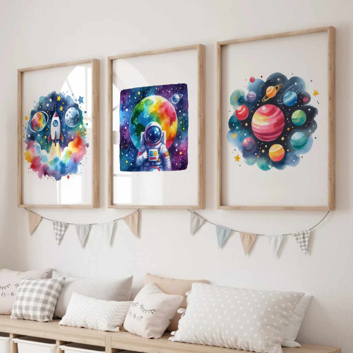 Colourful Space Print Set - Nursery Space Collection Set of 3