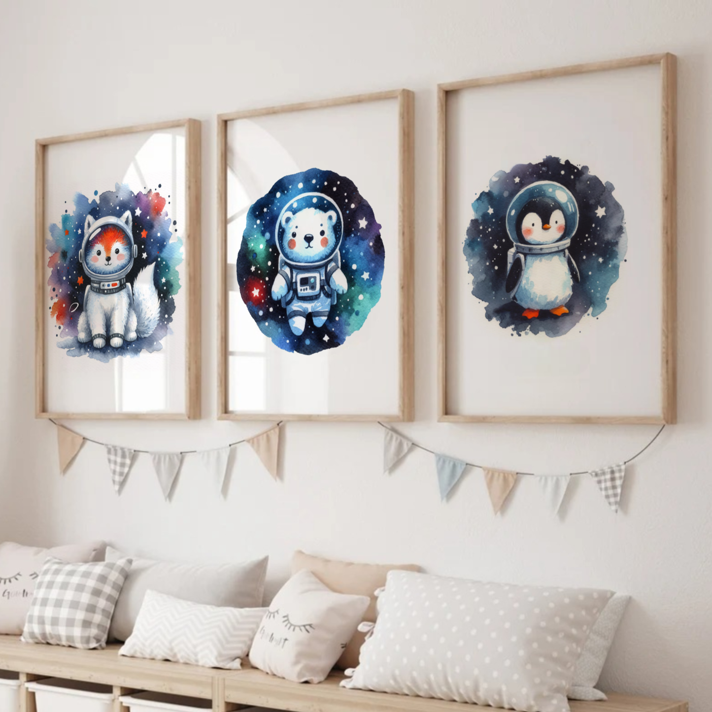 Animal Spaceman Print Set - Nursery Space Collection Set of 3