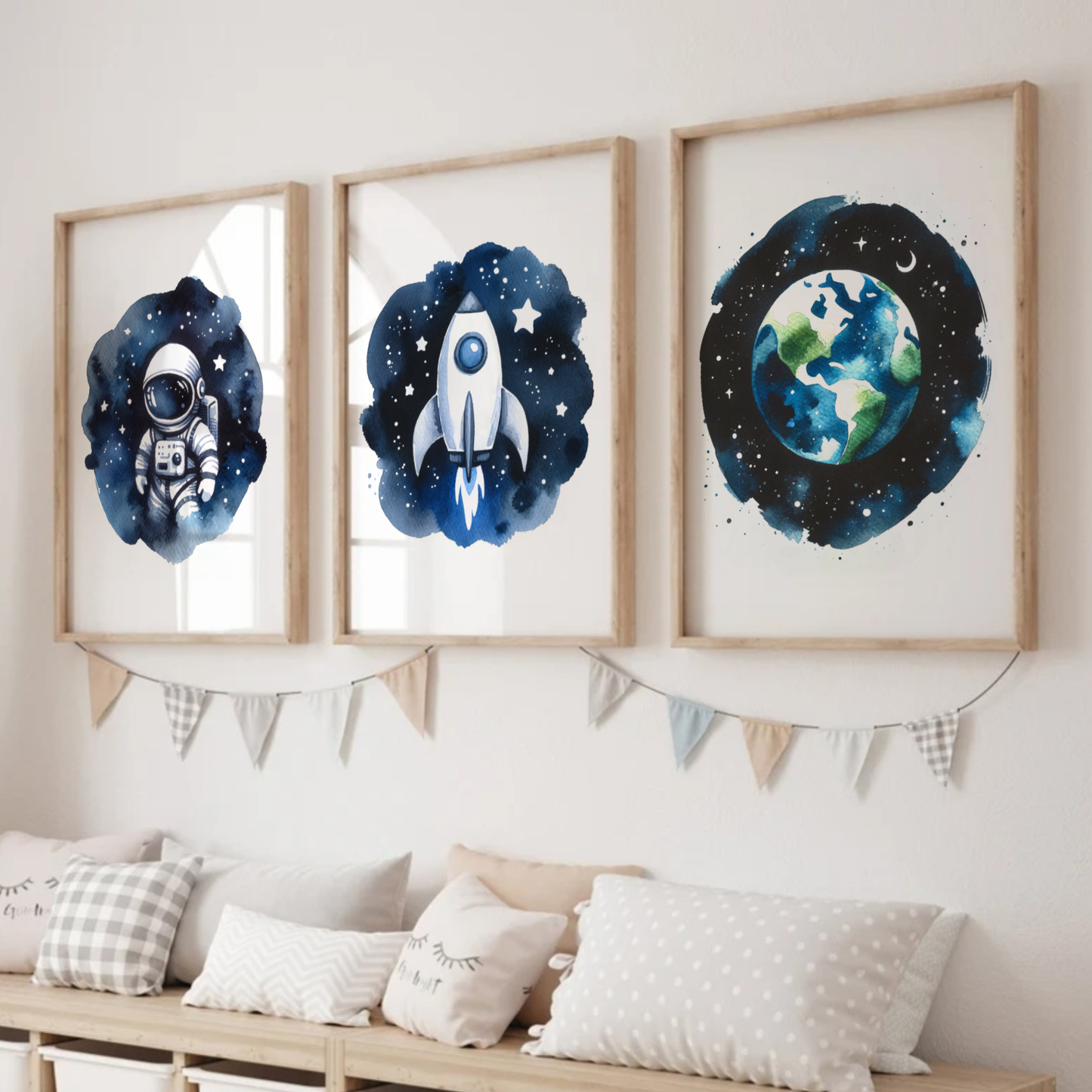 Watercolour Space Print Set - Nursery Space Collection Set of 3