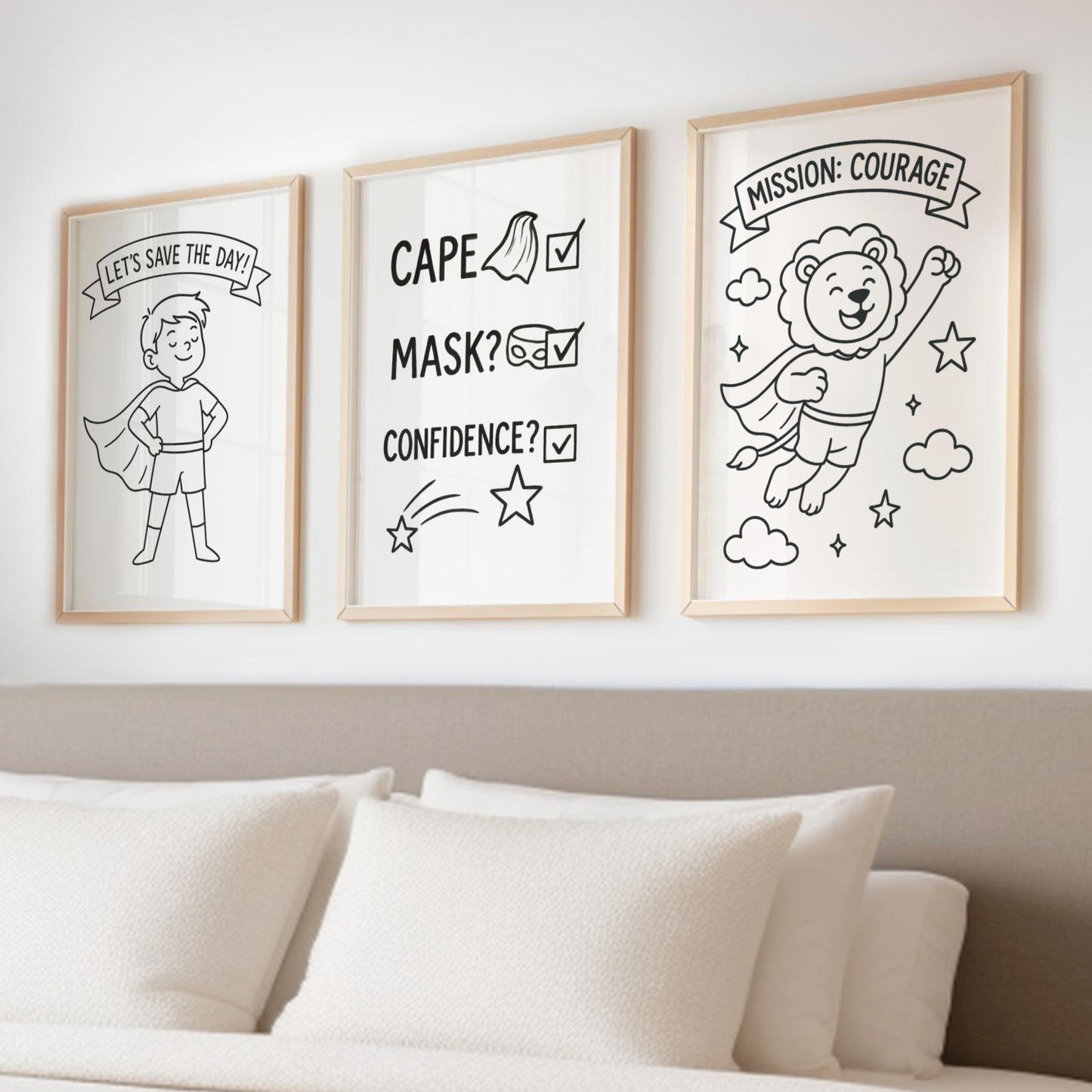 Cape, Mask, Confidence Print Set - Superhero Collection Set of 3
