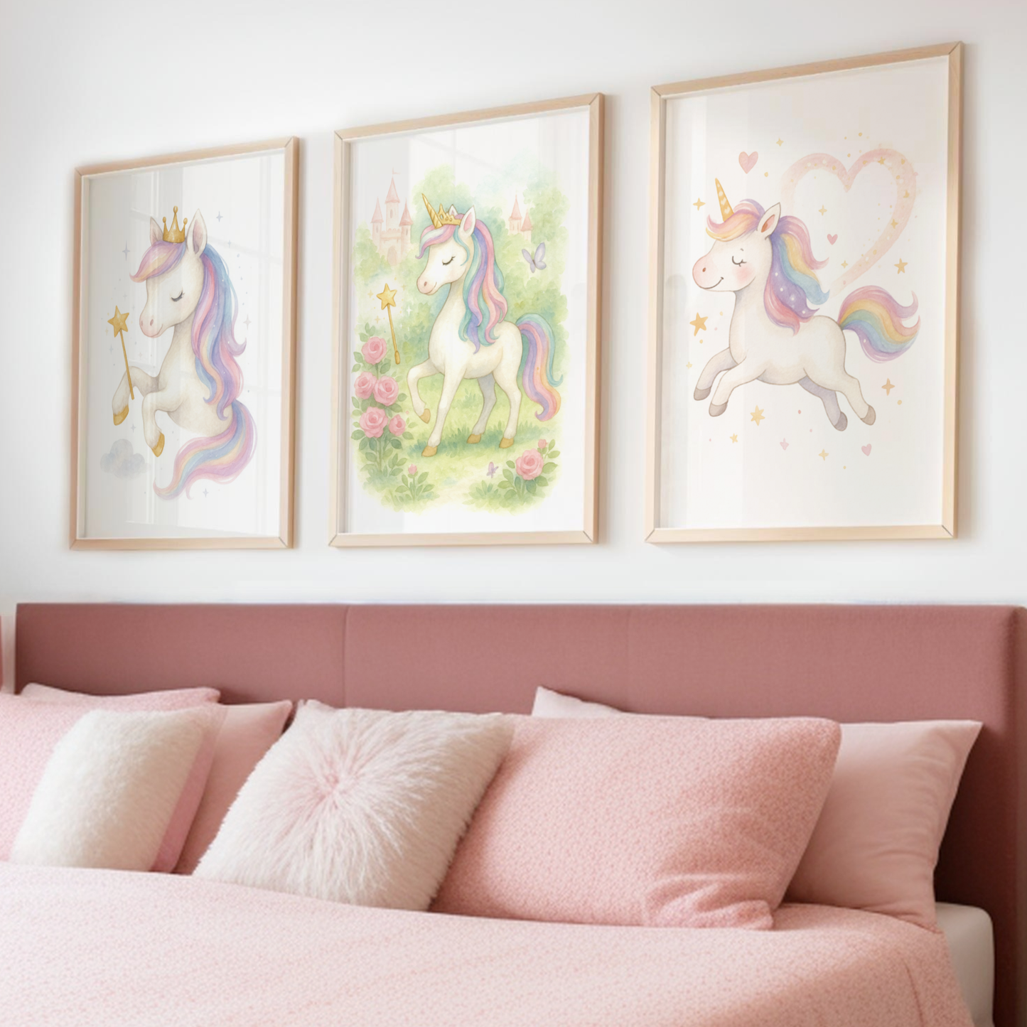 Pastel Princess Unicorns Print Set - Unicorns Collection Set of 3
