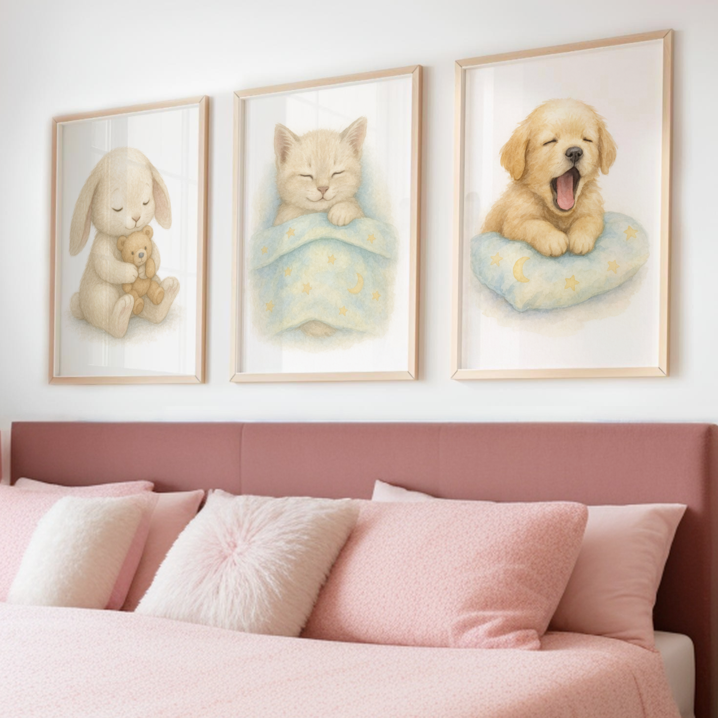 Sleepy Time Print Set - Cute Pets Collection Set of 3