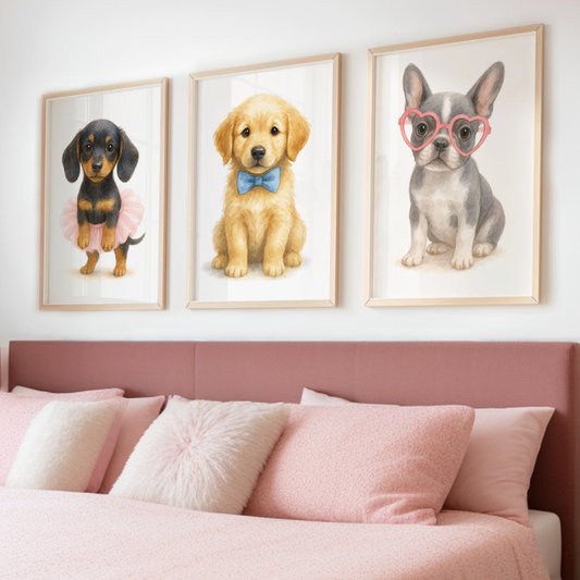 Puppy Playtime Print Set - Cute Pets Collection Set of 3