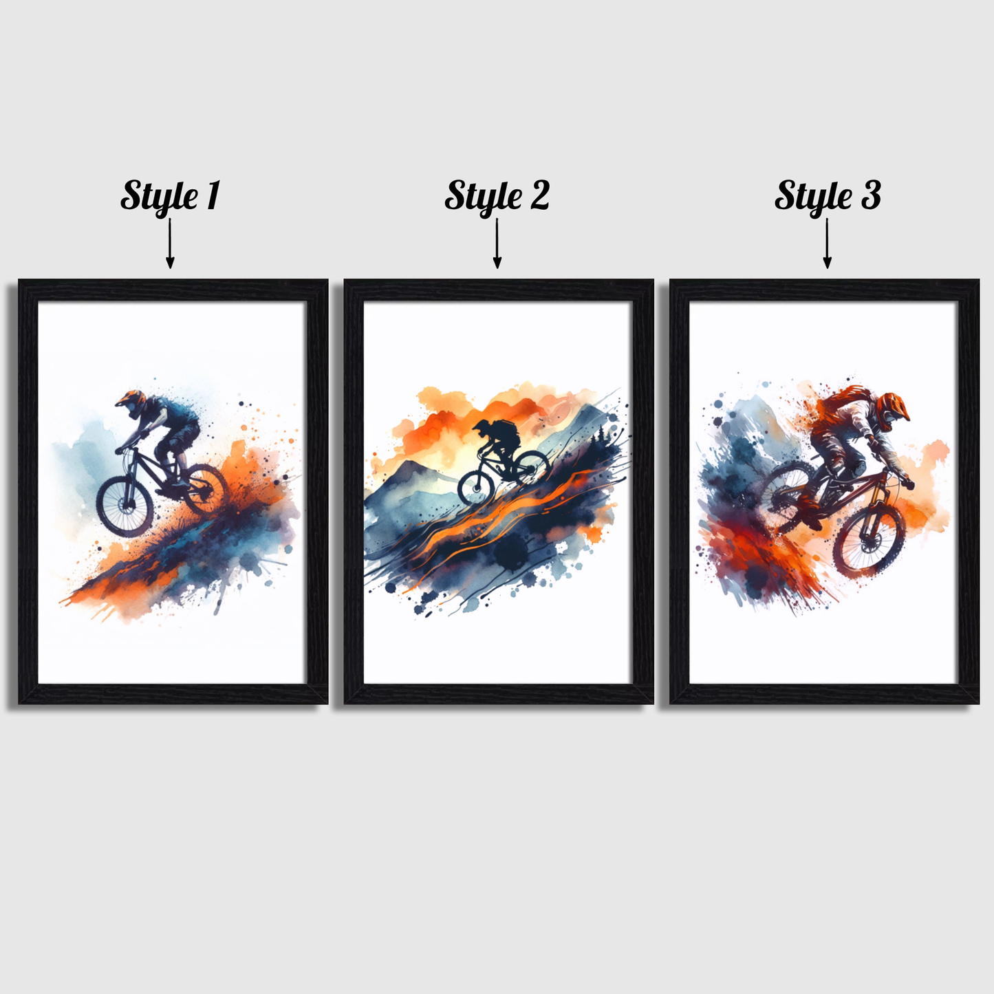 Orange Mountain Biking Print Set