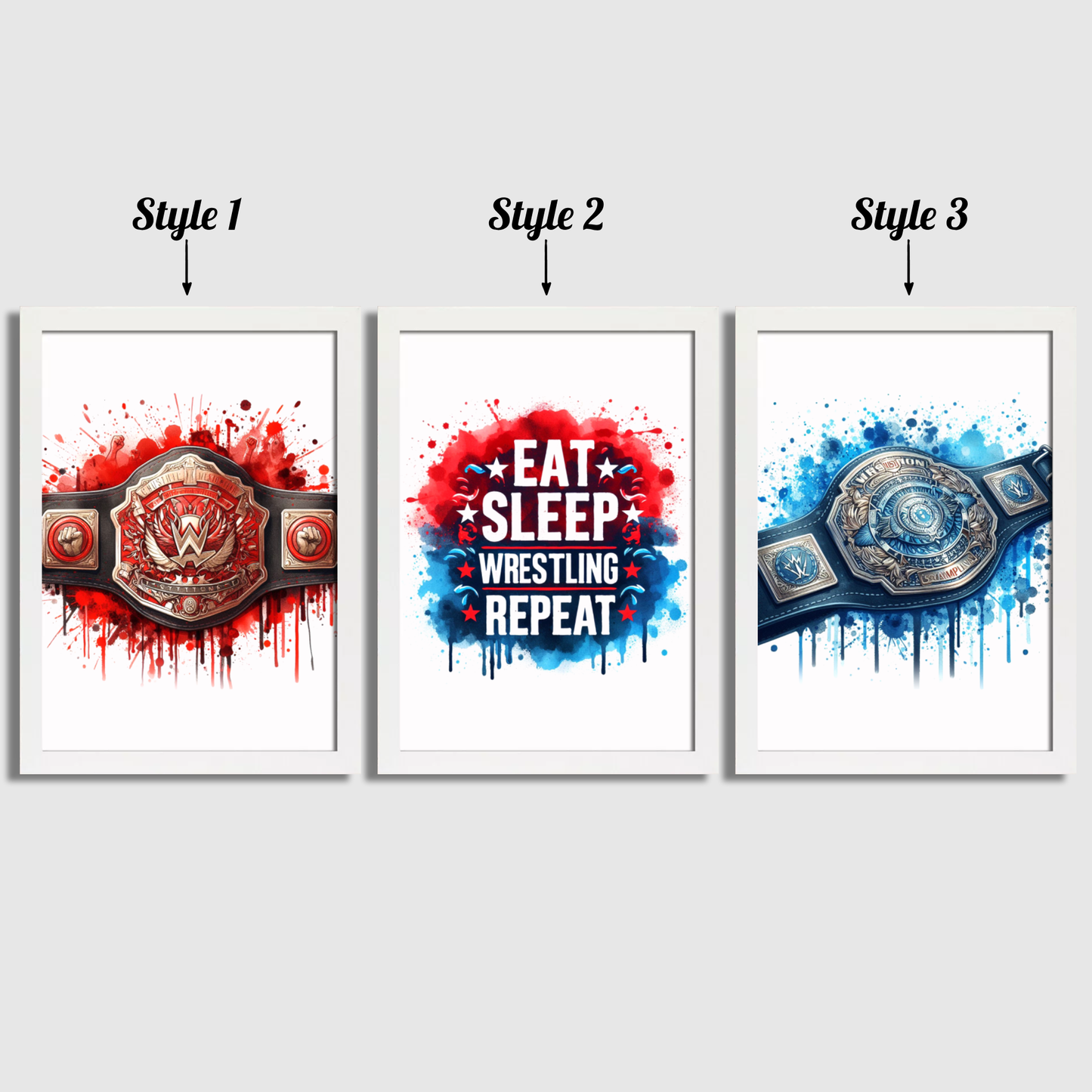 Wrestling Belts Print Set
