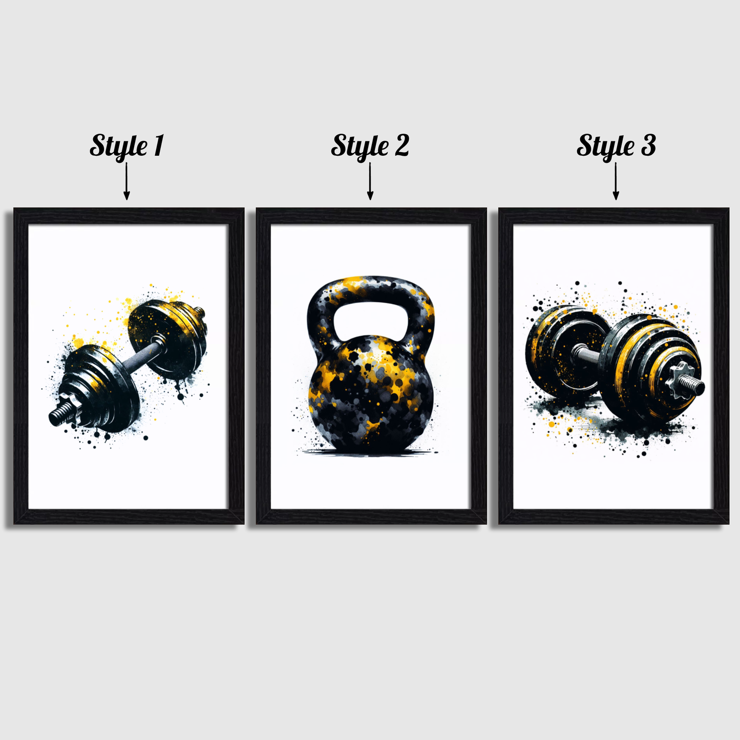 Black & Yellow Gym Print Set
