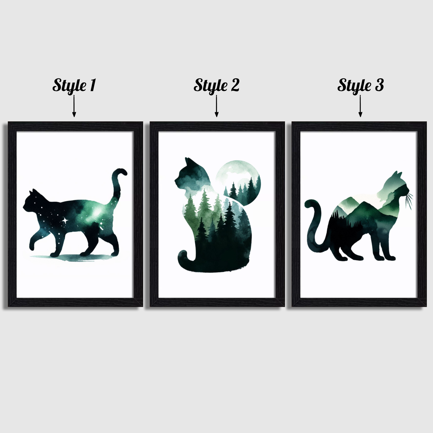 Green Cat Print Set