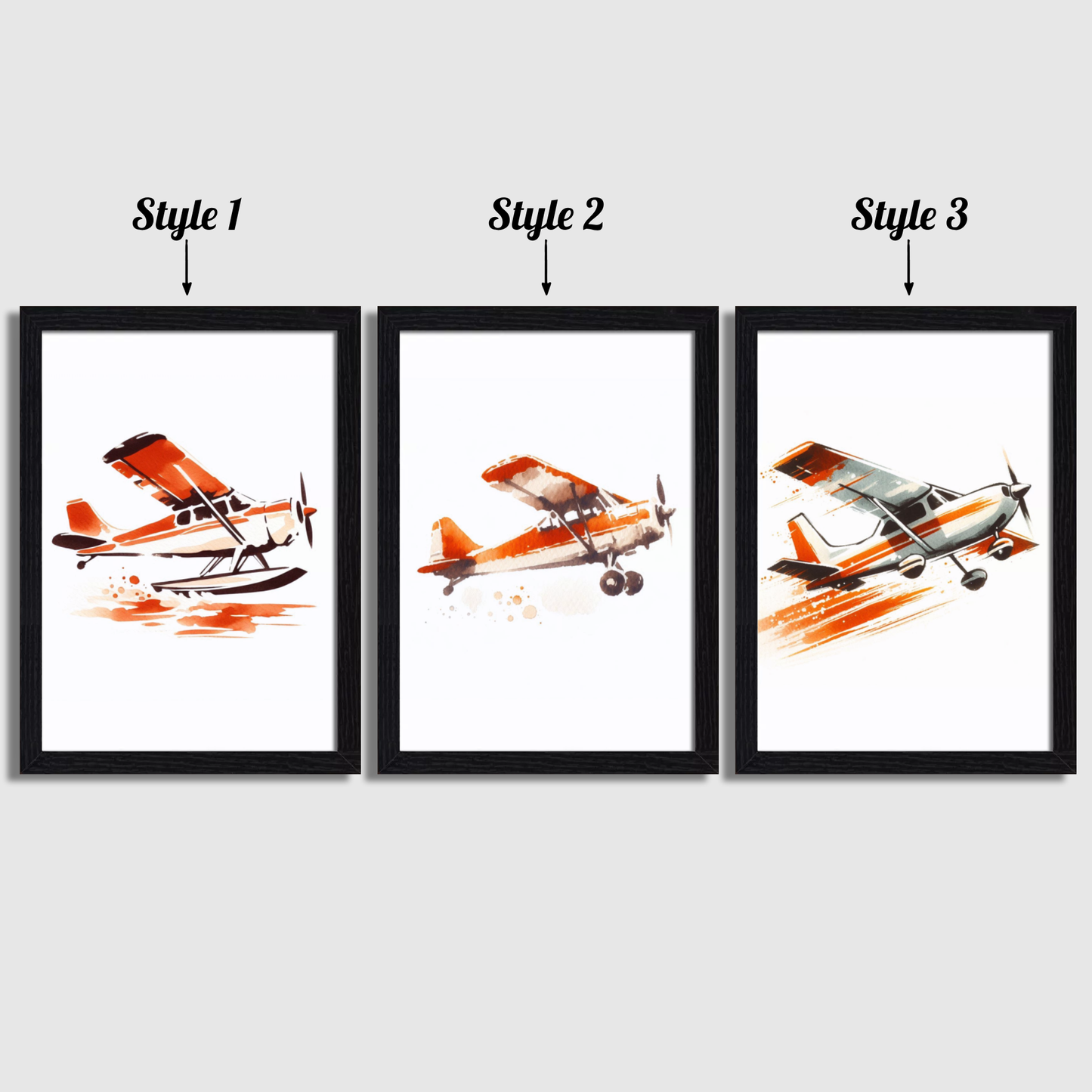 Orange Plane Print Set