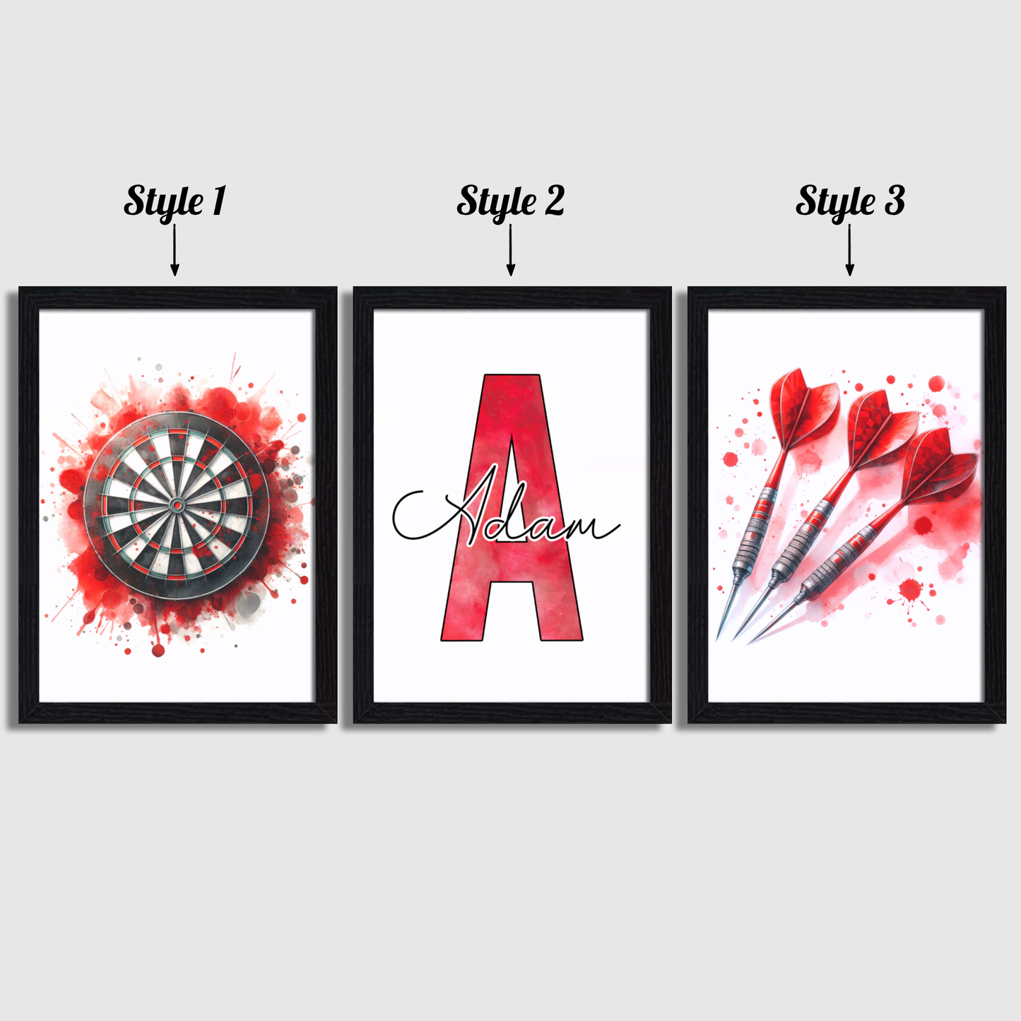Red Personalised Darts Print Set