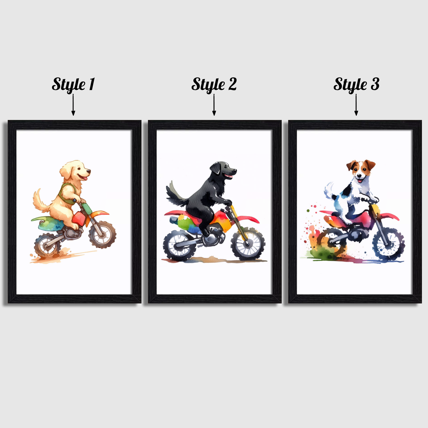 Dog Motorbiking Print Set