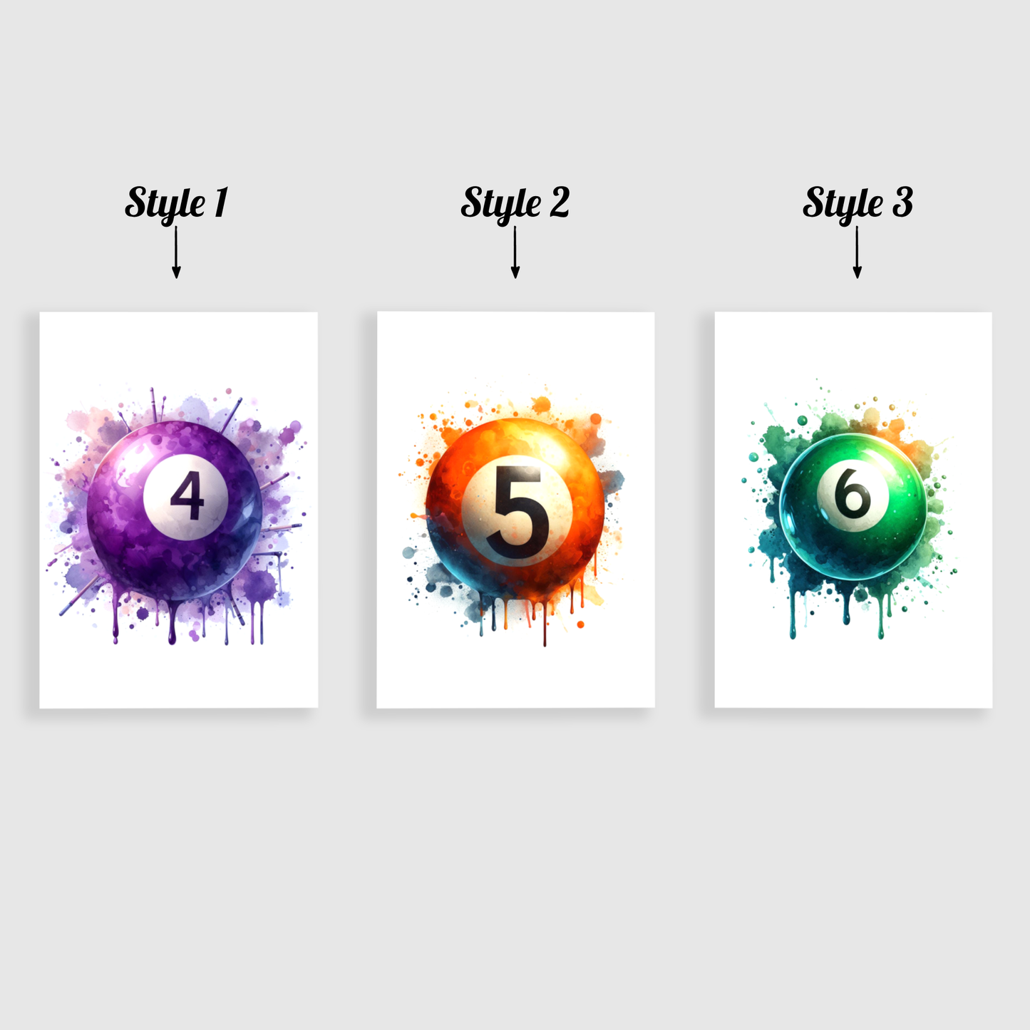 Pool Ball Print Set