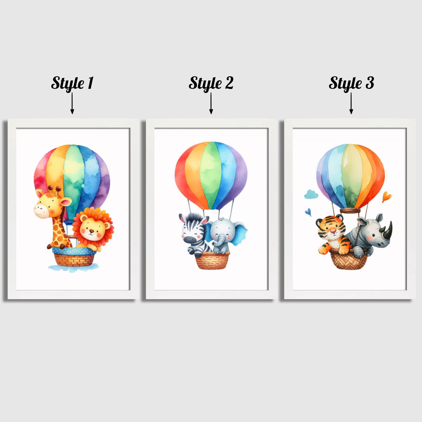 Animal Hot Air Balloon Print Set