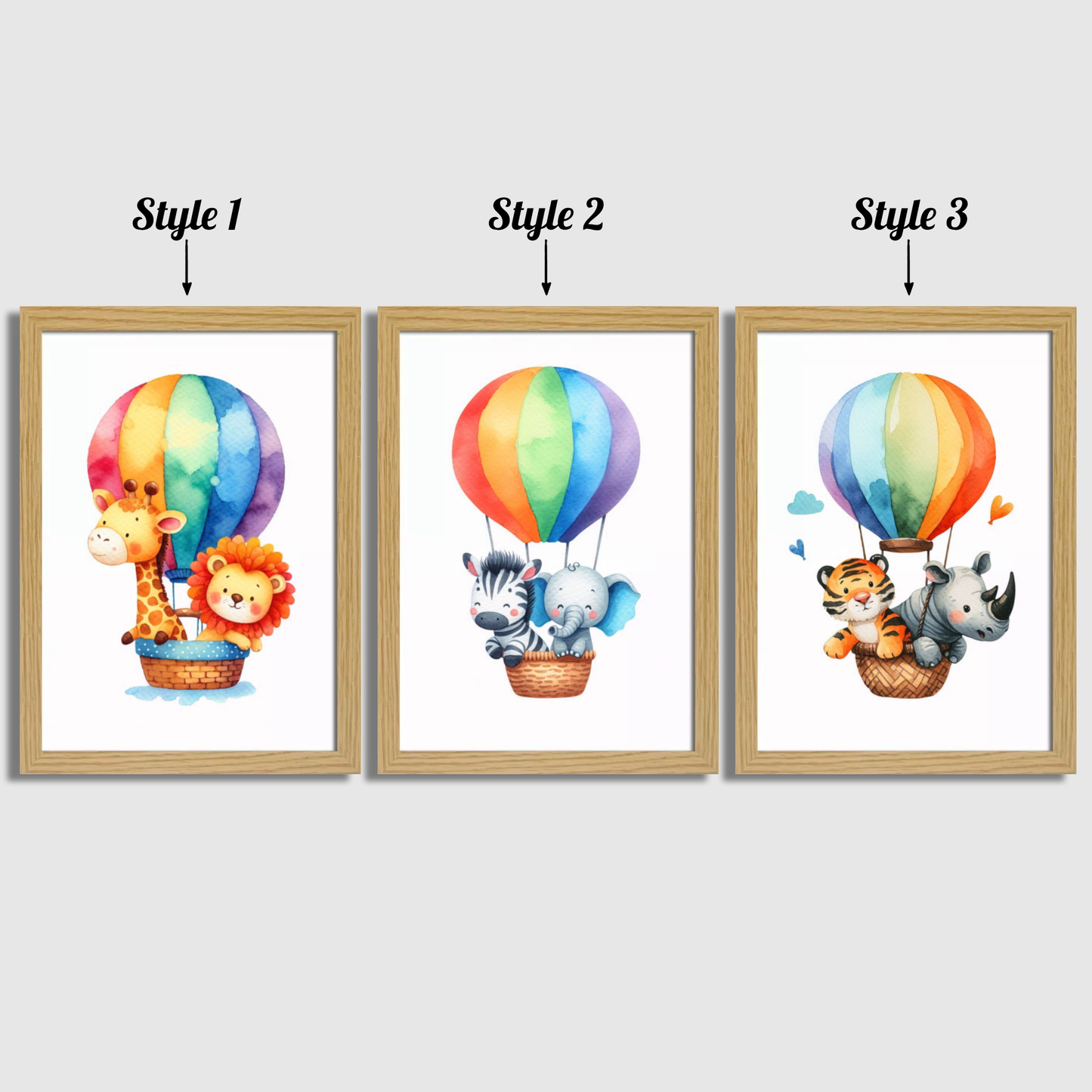 Animal Hot Air Balloon Print Set