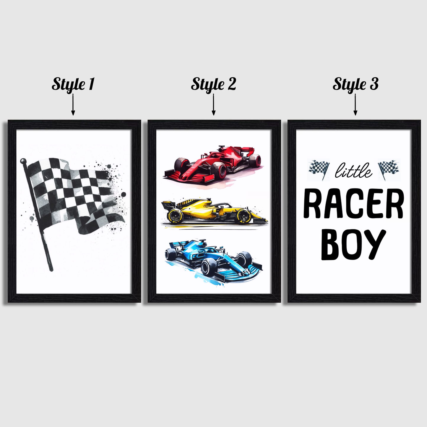 Colourful Racer Boy Print Set