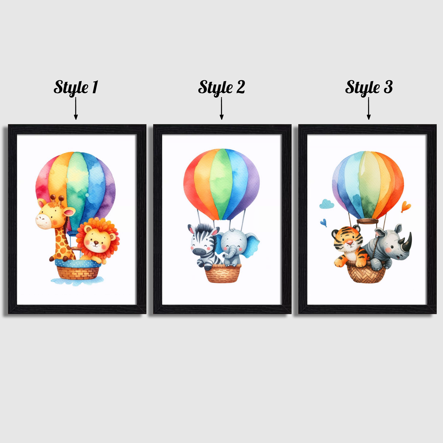 Animal Hot Air Balloon Print Set