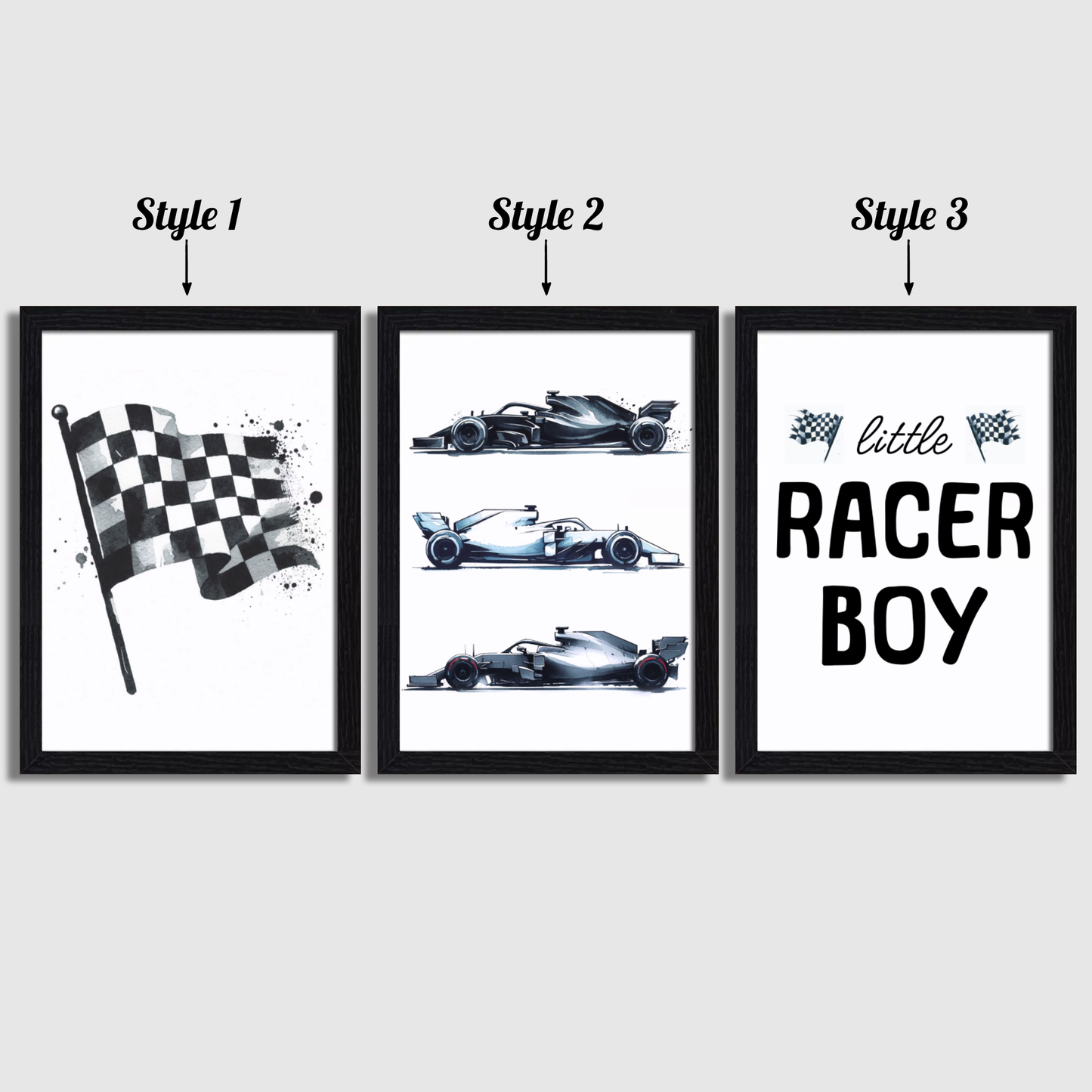 White Racer Boy Print Set