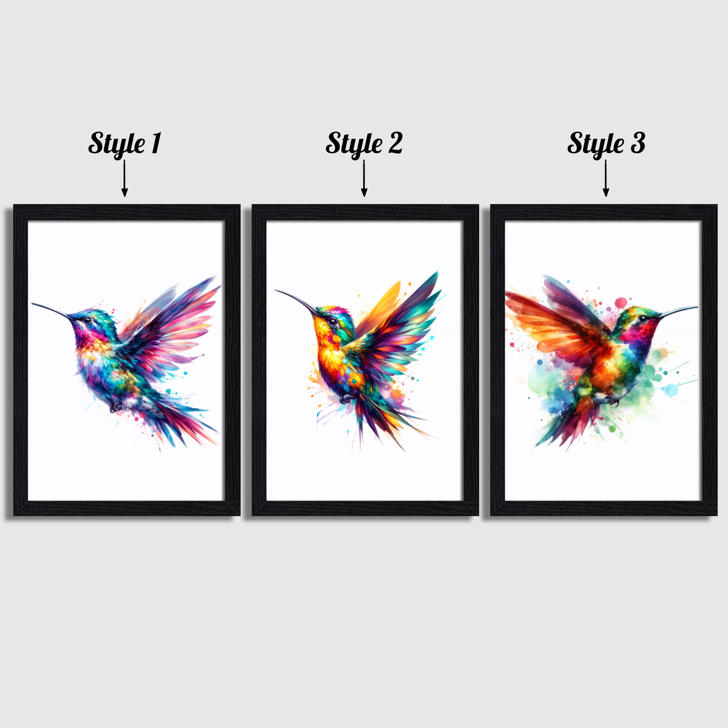 Colourful Hummingbird Print Set