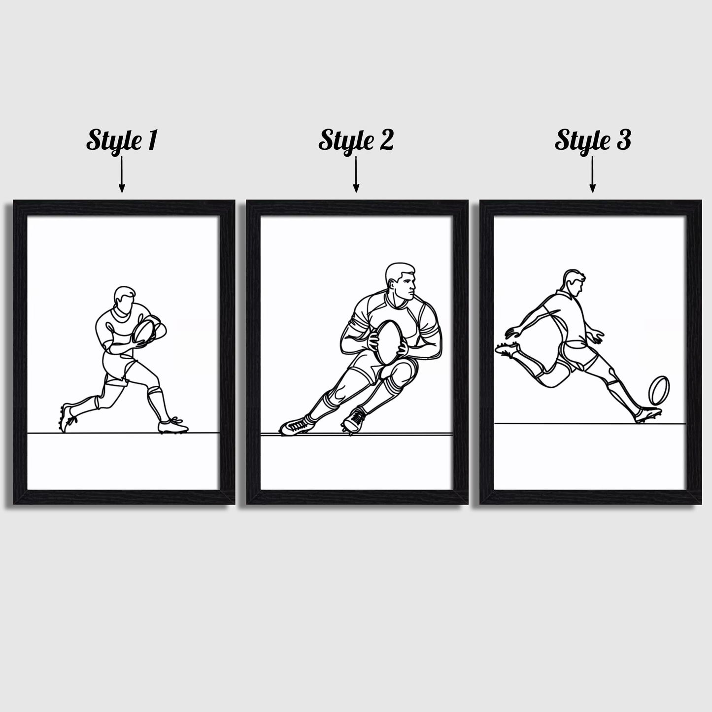 Rugby Line Drawing Print Set