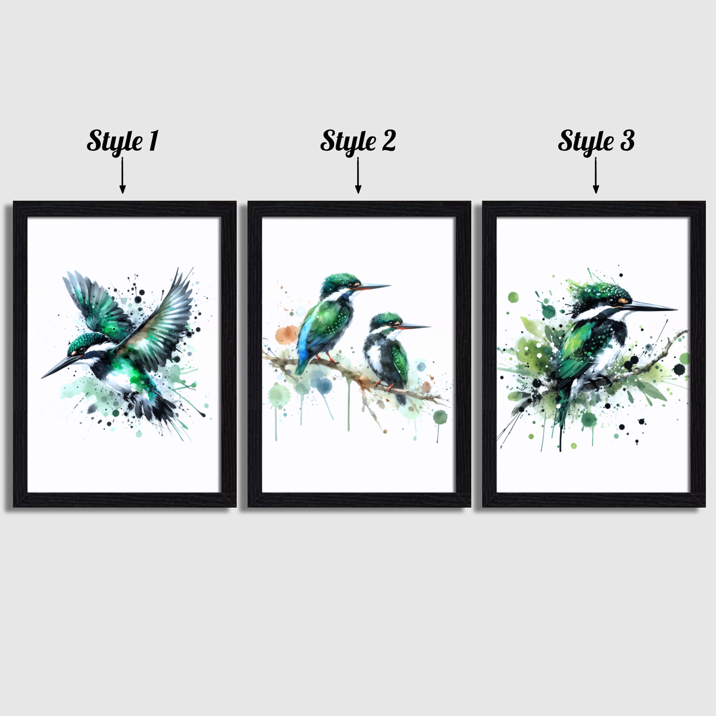 Green Kingfisher Print Set