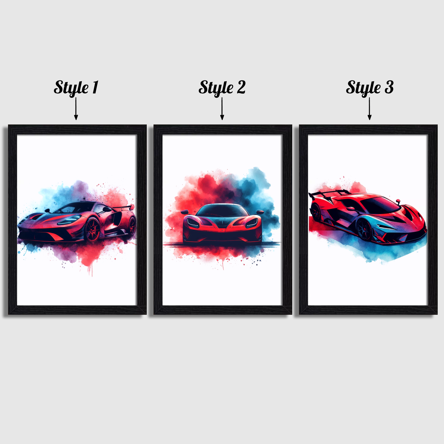 Red & Blue Car Print Set