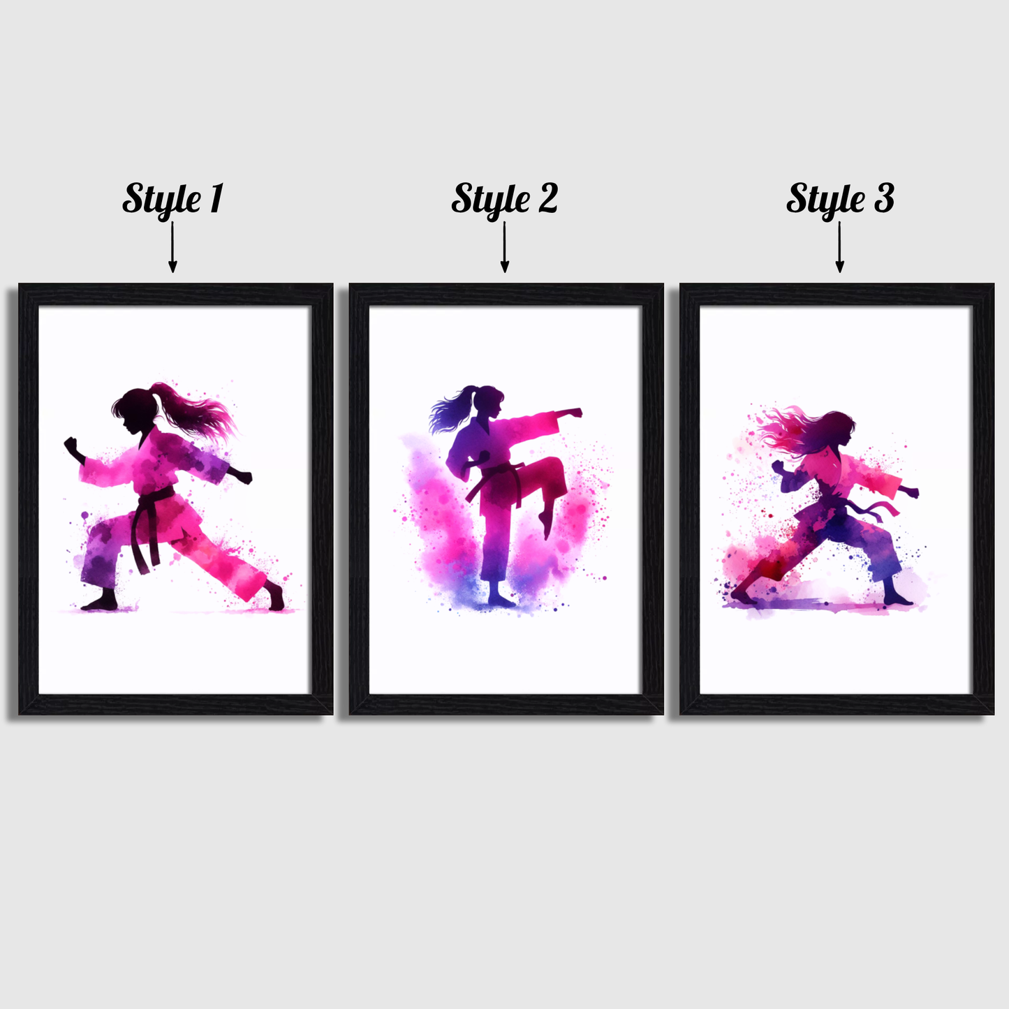 Girls Pink Karate Print Set