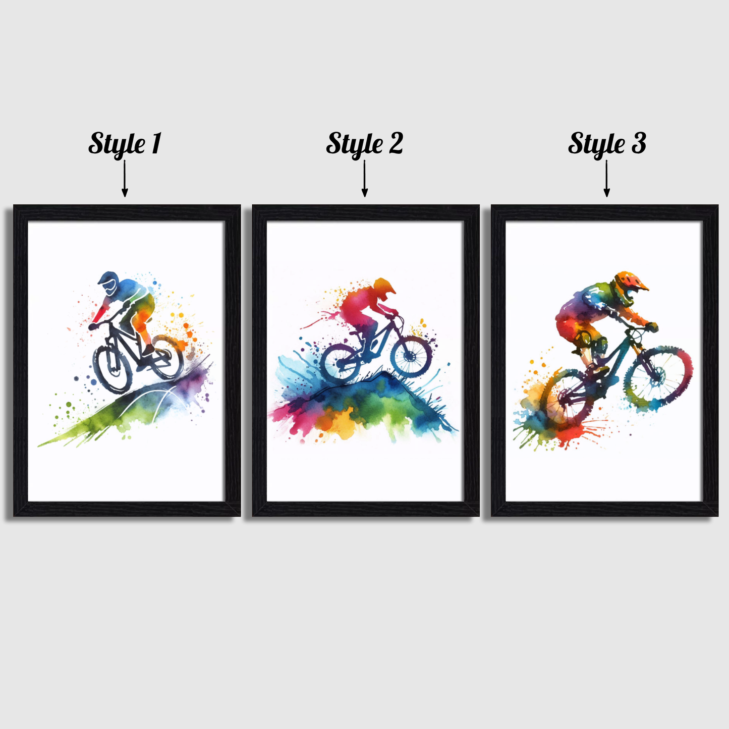Multicoloured Mountain Biking Print Set