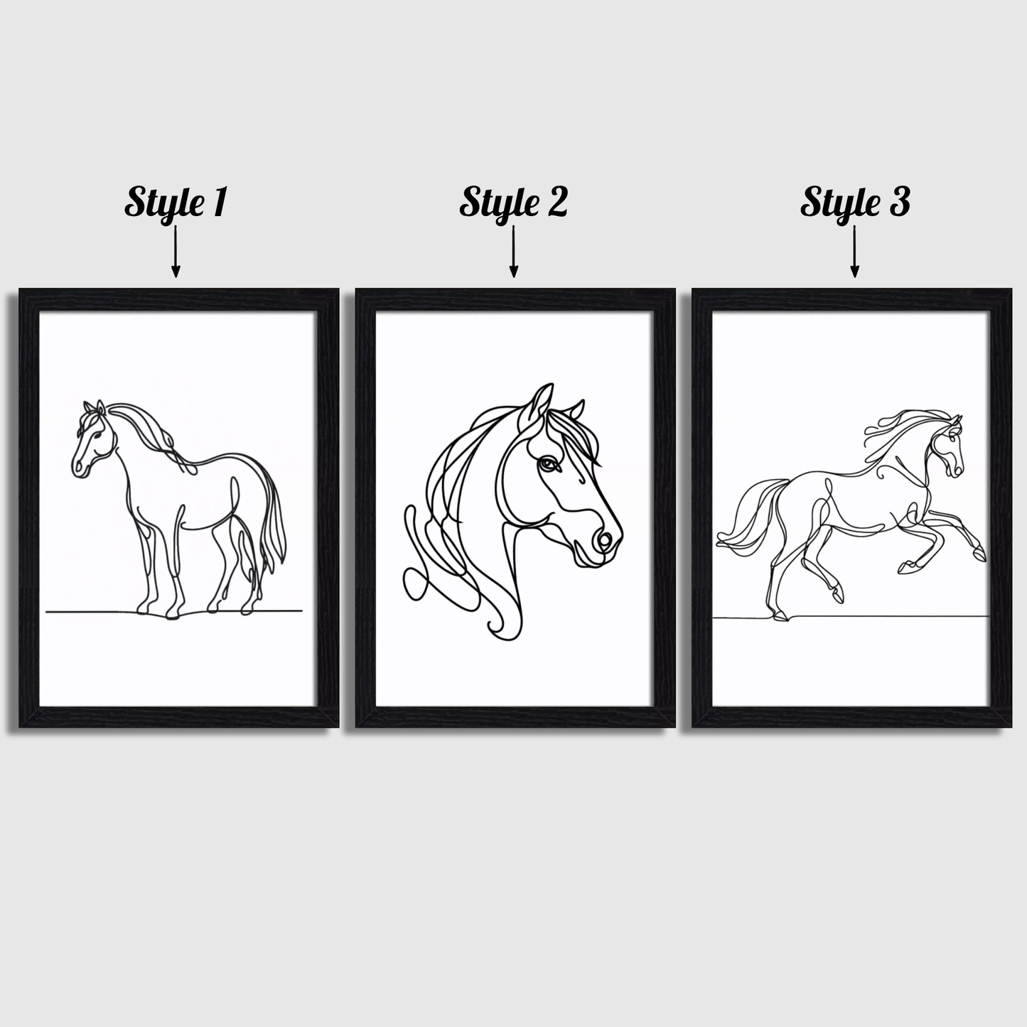 Horse Line Art Print Set