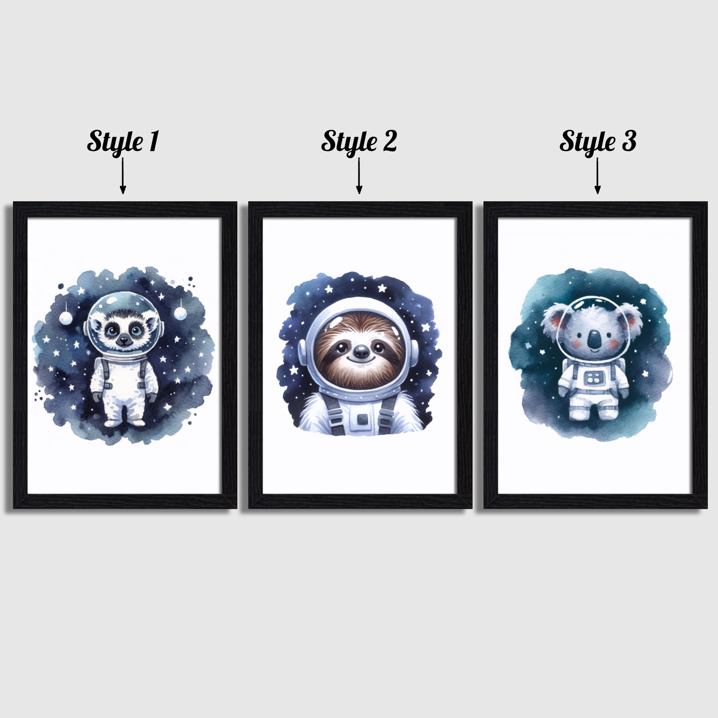 Sloth Astronaut Print Set