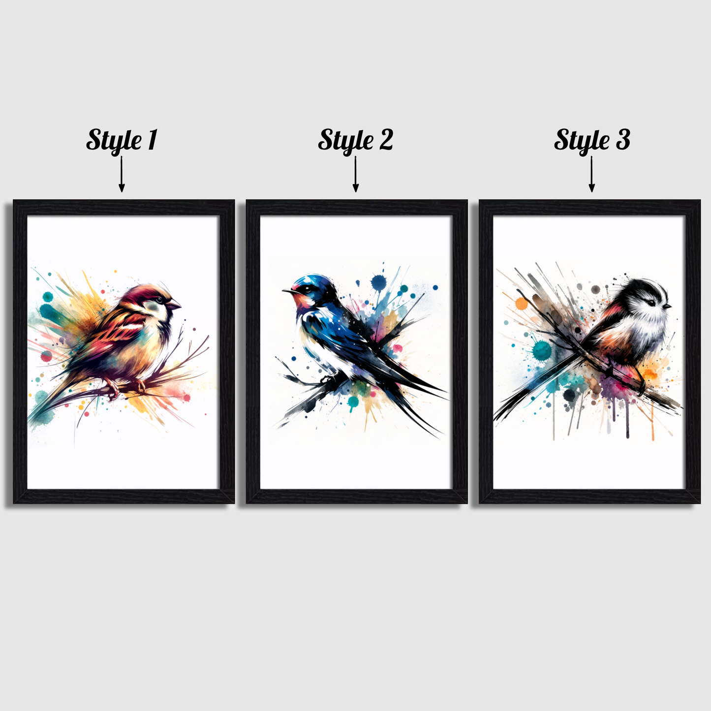 Watercolour Bird Print Set