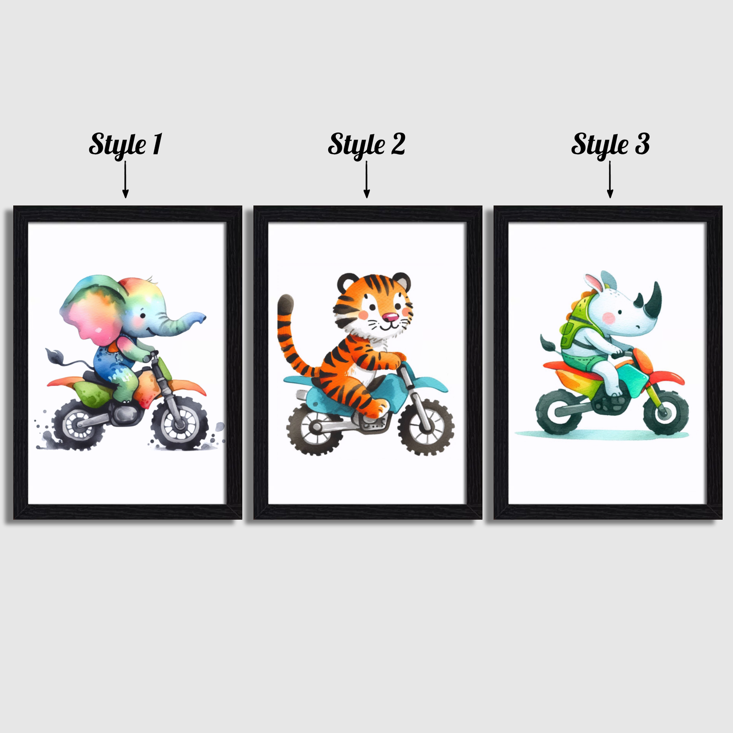 Safari Animals Motorbike Print Set