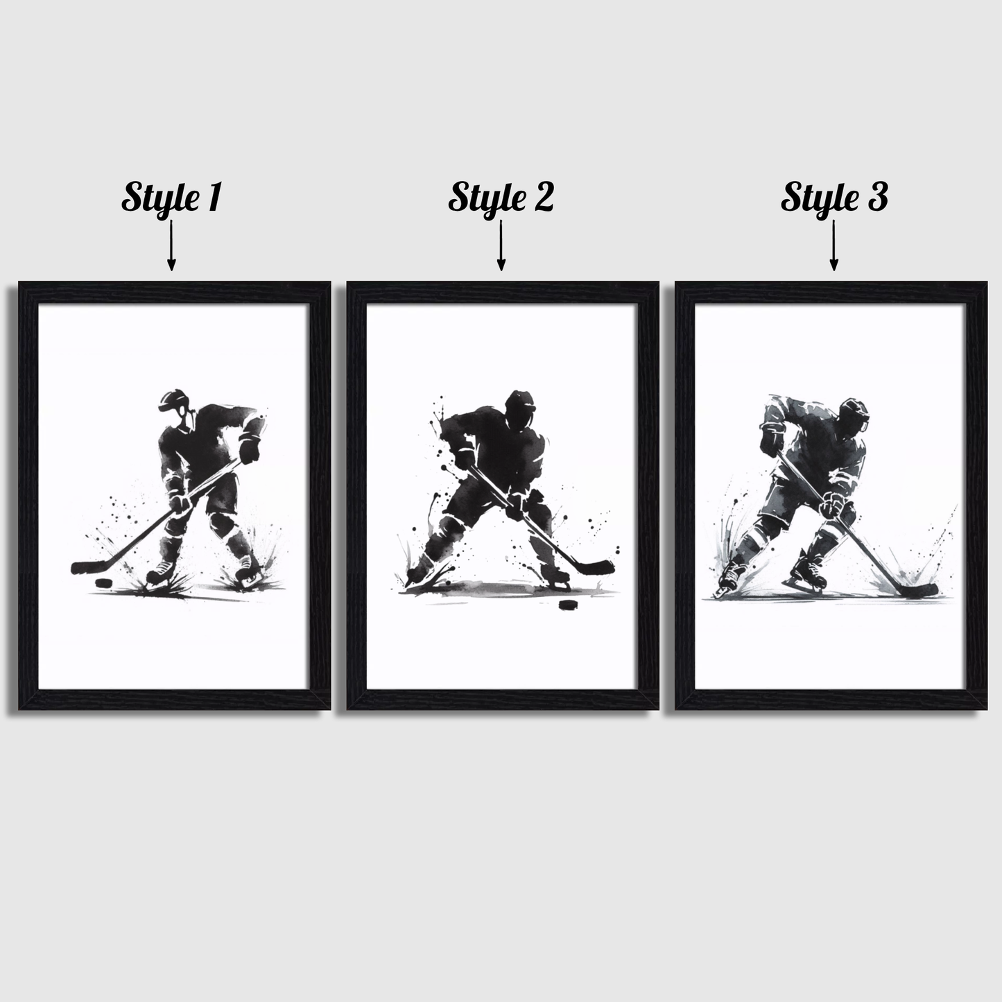 Black Ice Hockey Print Set