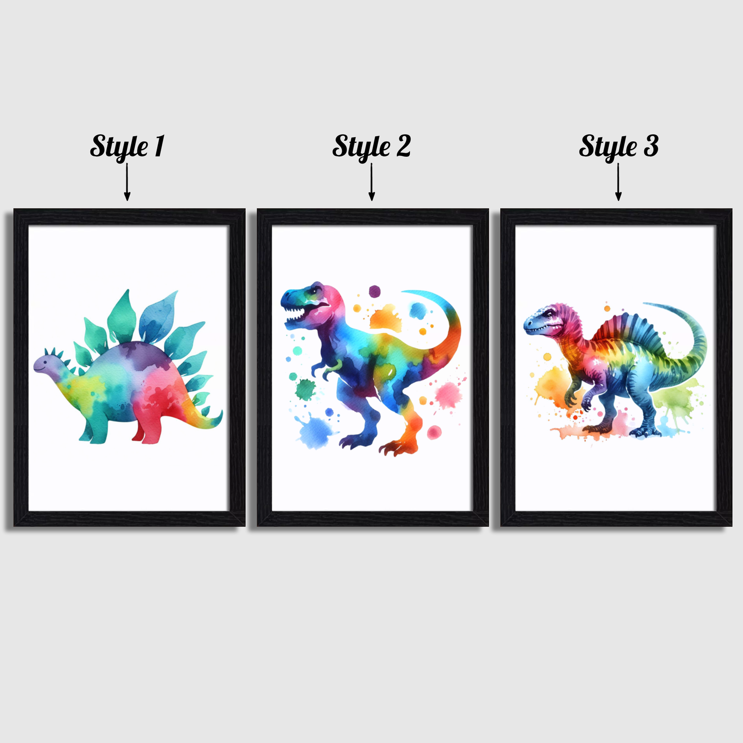 Colourful Dinosaur Print Set