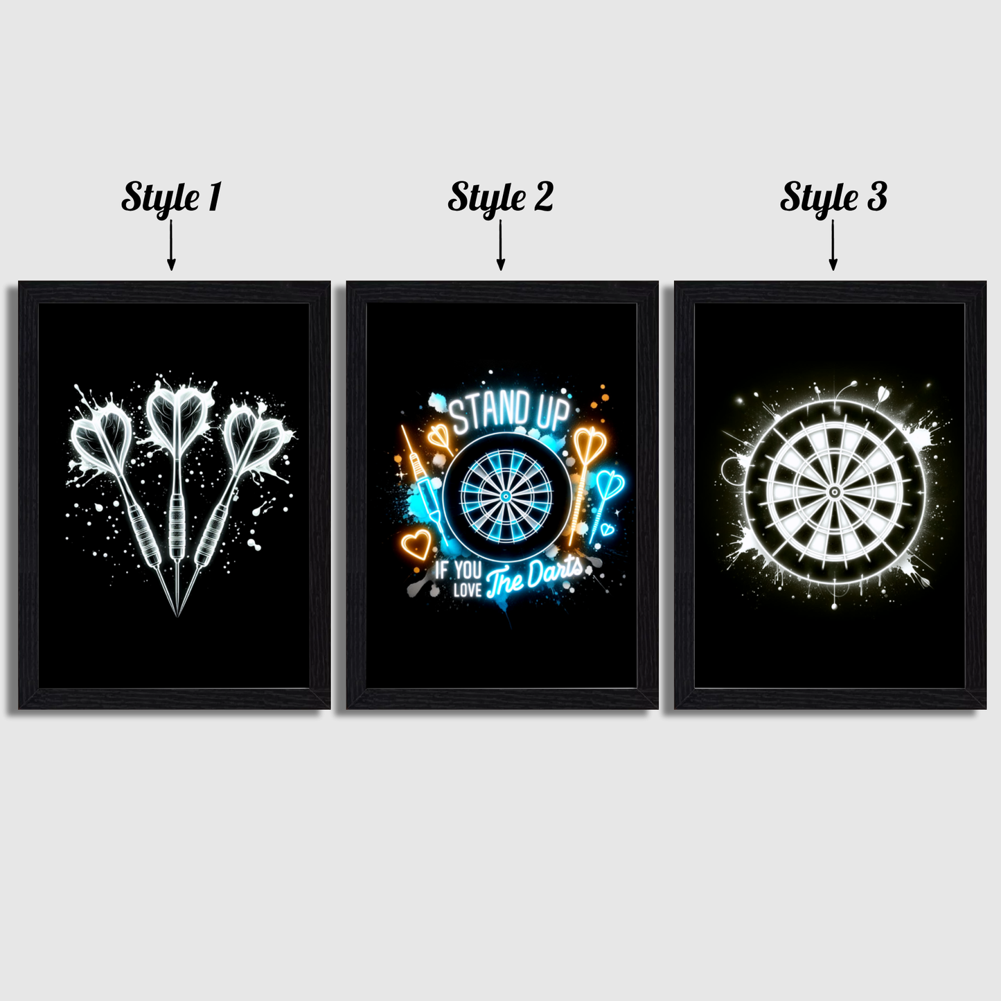 Black & White Darts Print Set