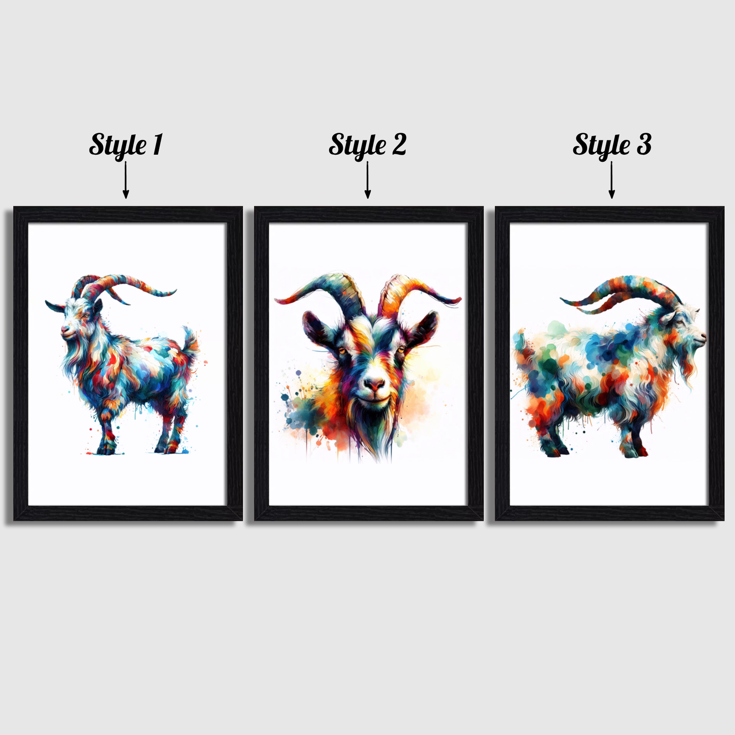 Watercolour Goat Print Set