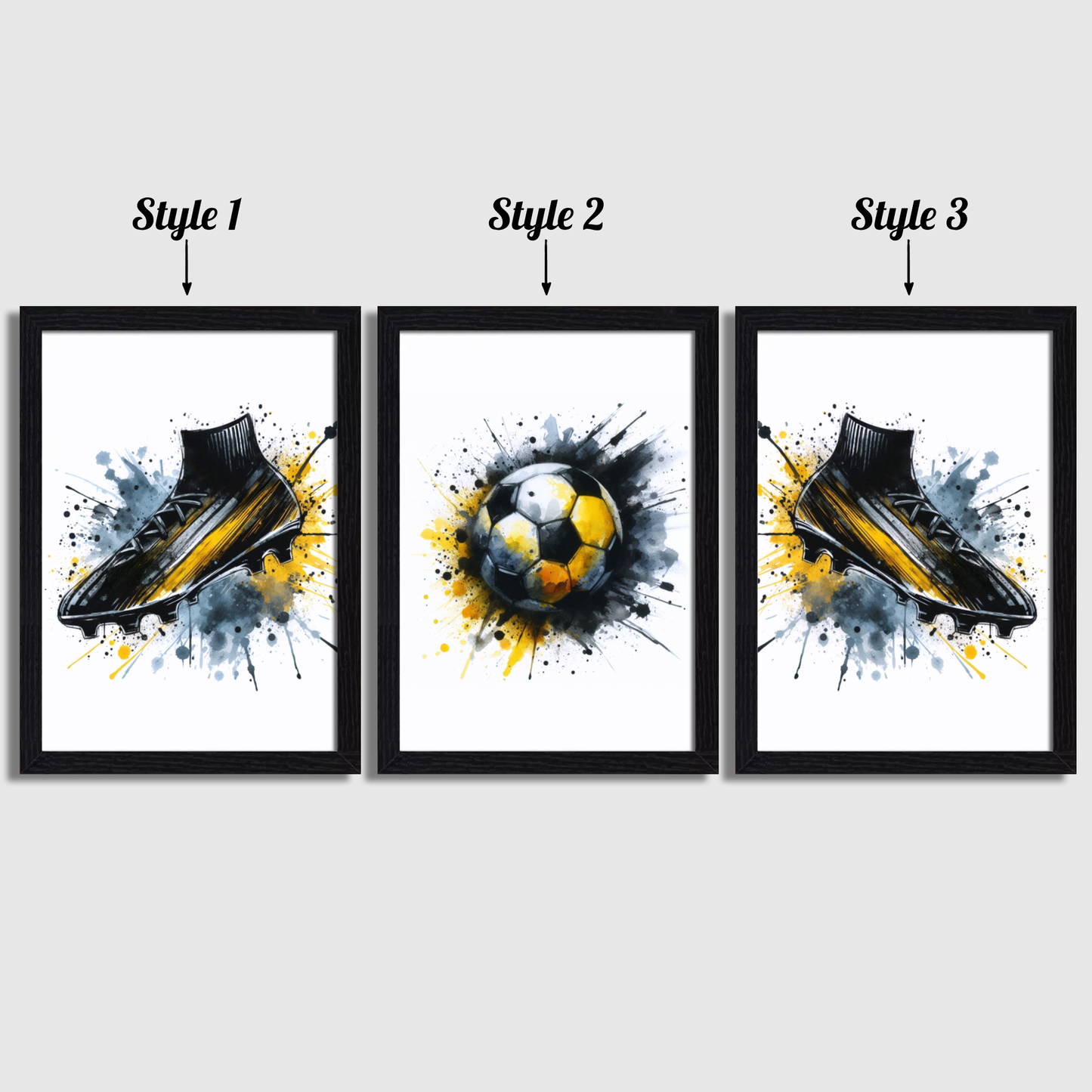 Black & Yellow Football Print Set