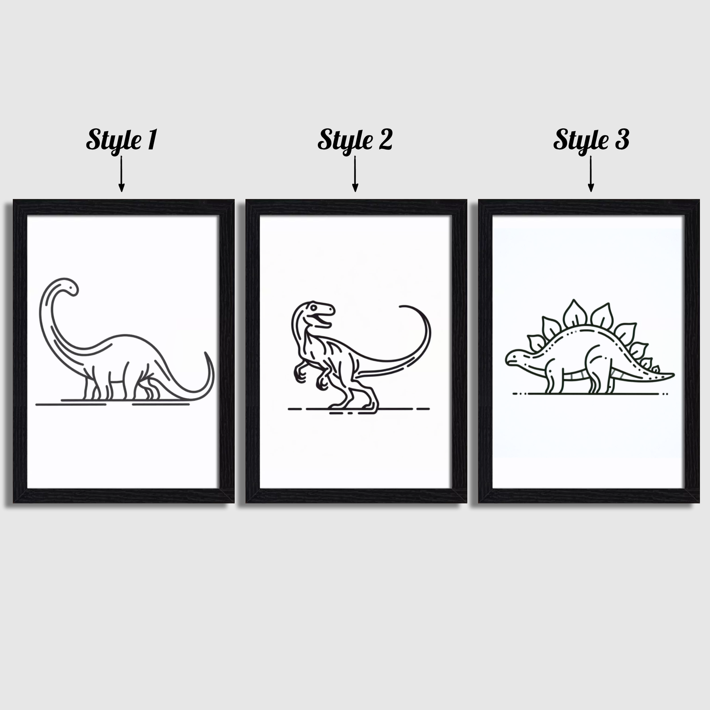 Dinosaur Line Art Print Set