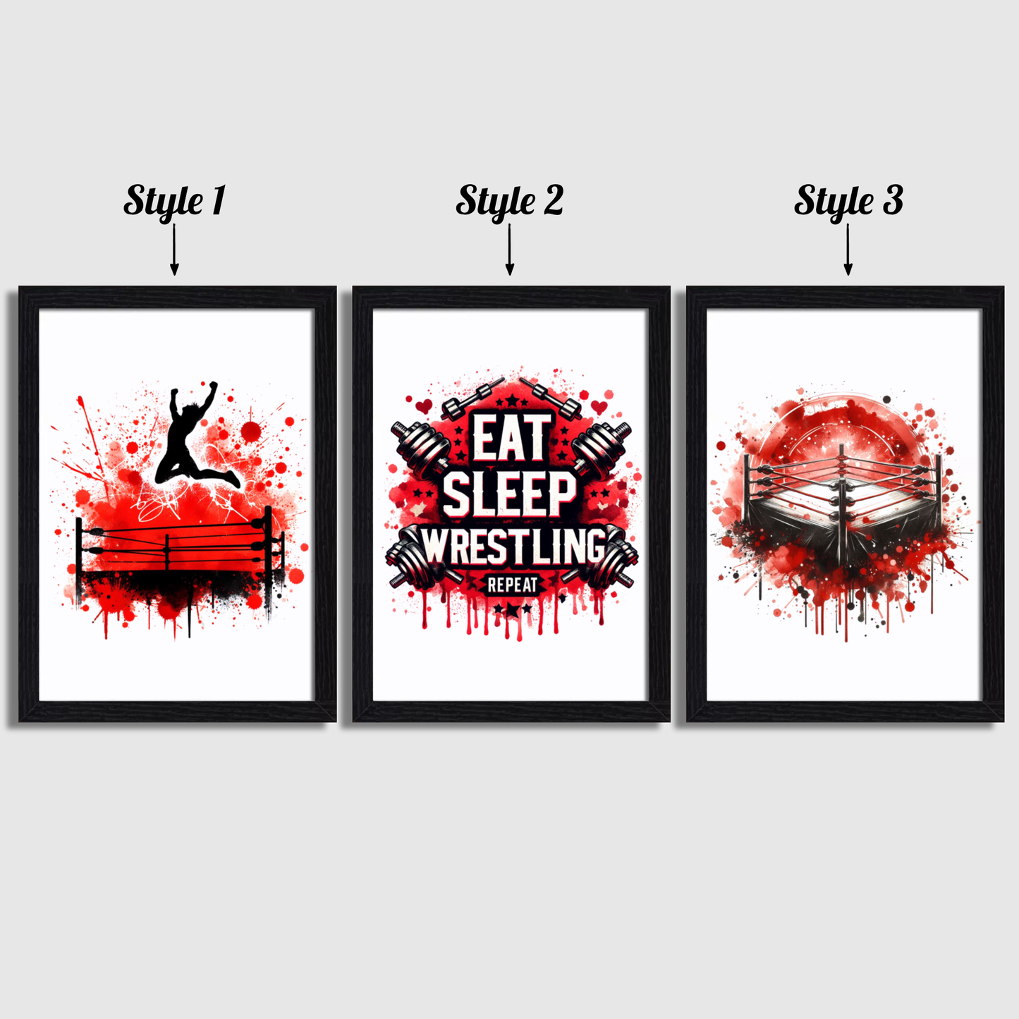 Eat Sleep Wrestling Repeat Print Set