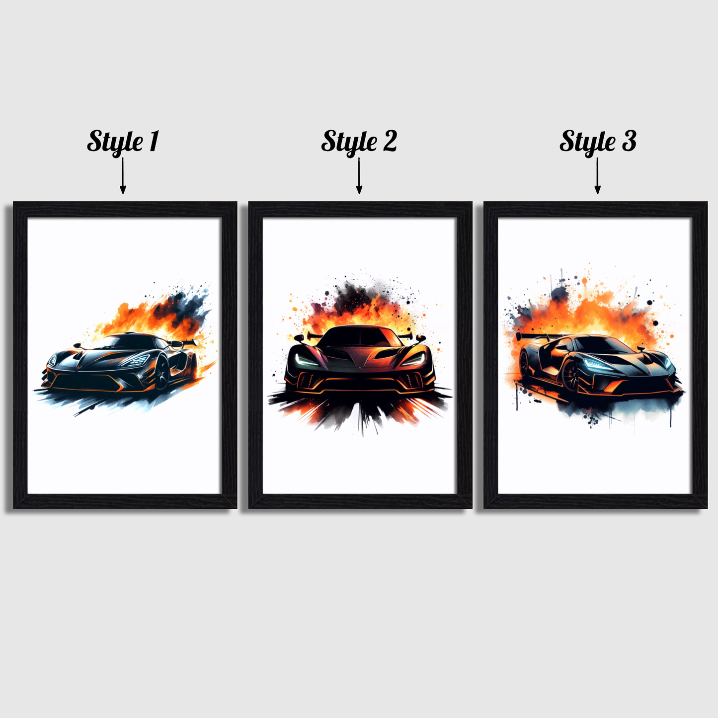 Flaming Car Print Set
