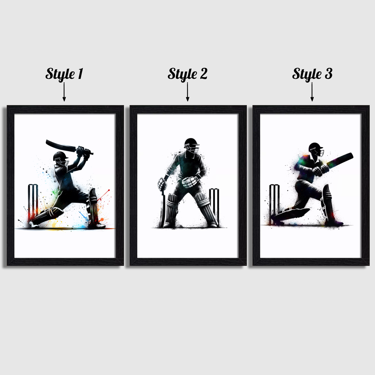 Black Cricket Print Set