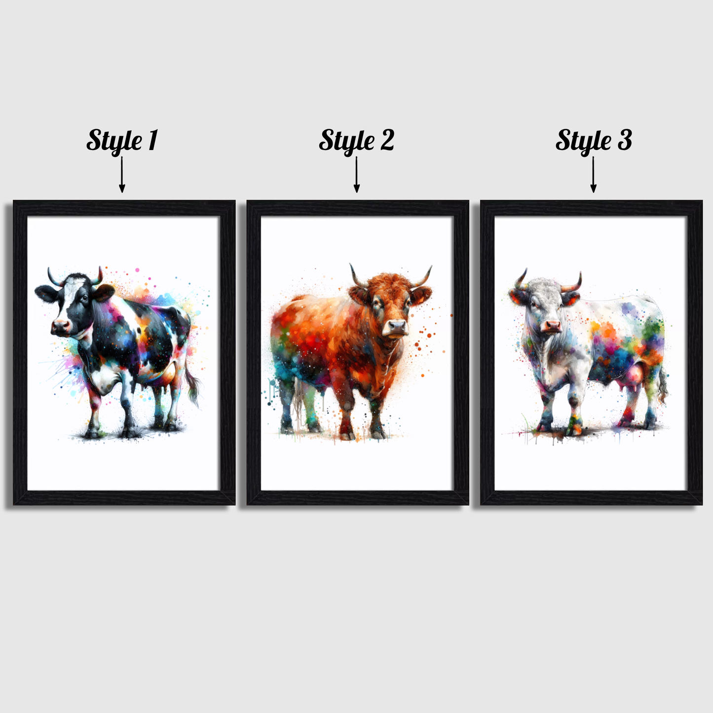 Watercolour Cow Print Set
