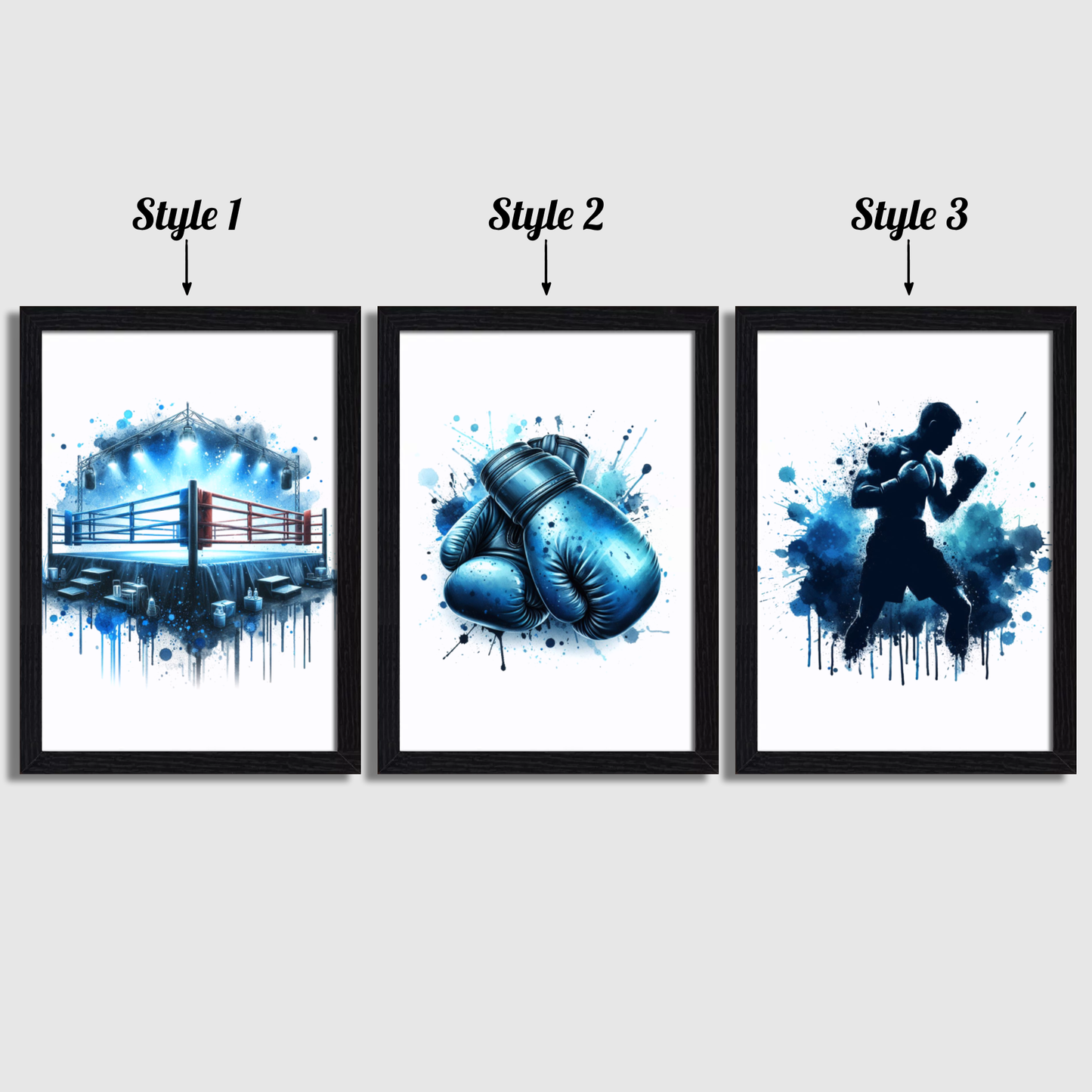 Blue Boxing Print Set