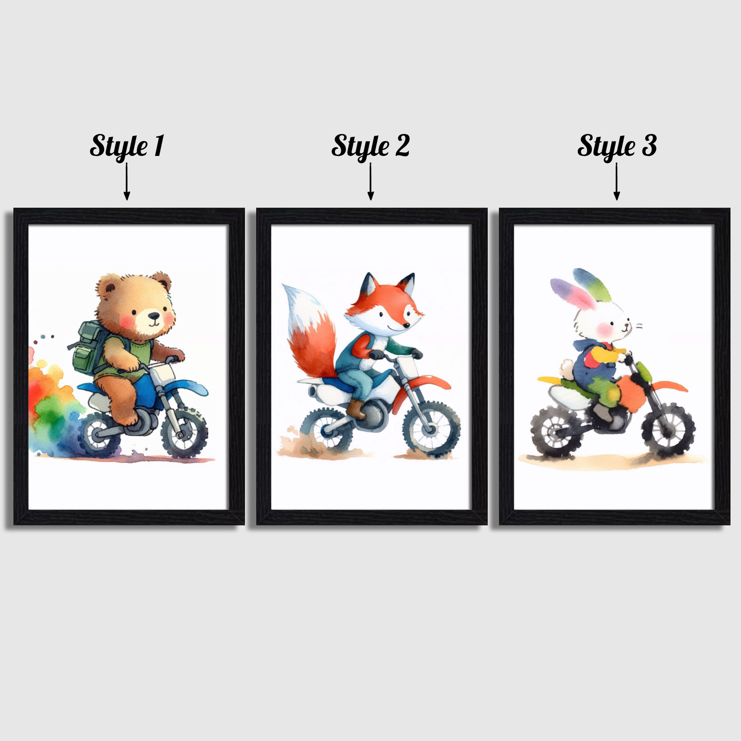 Woodland Animal Biker Print Set