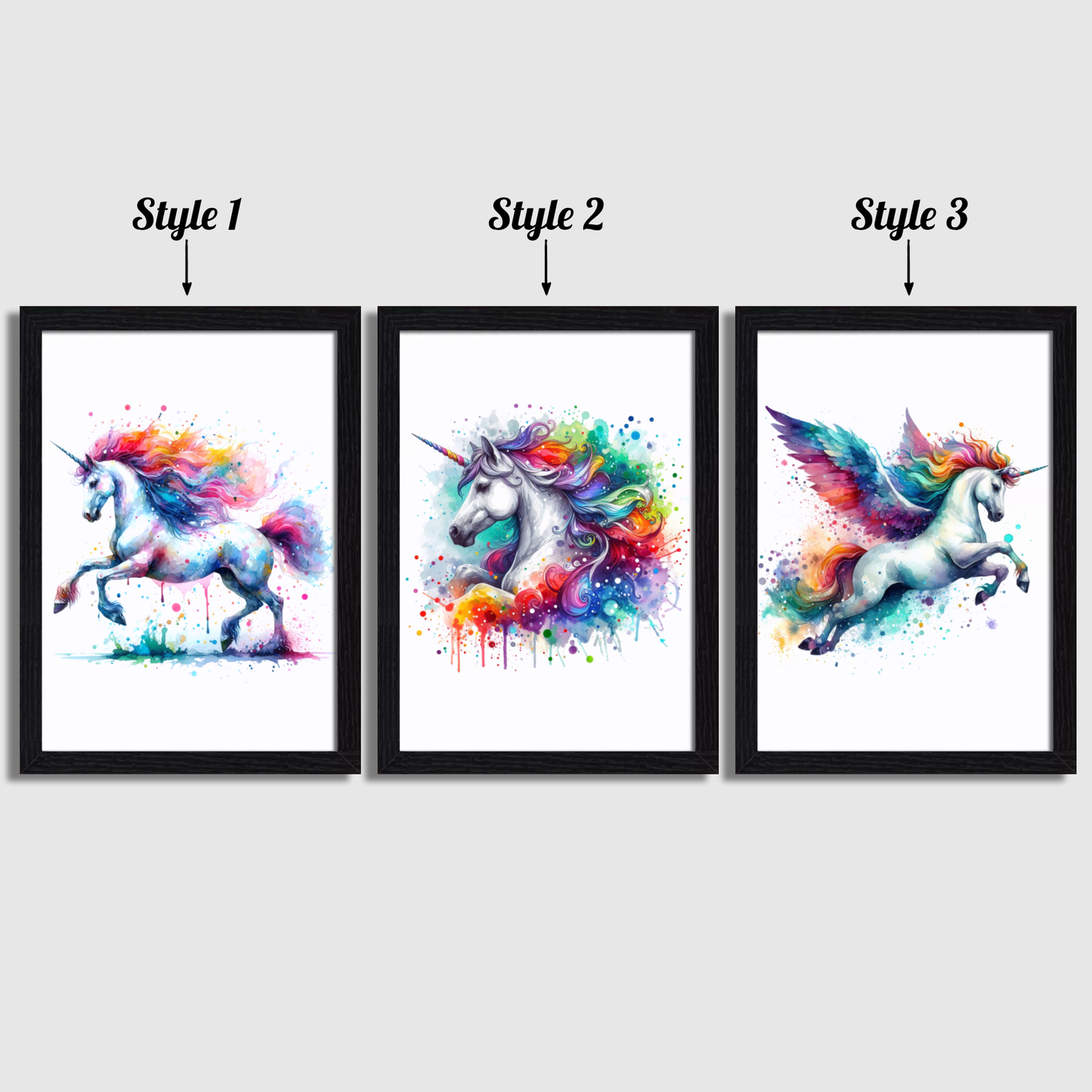 Colourful Unicorn Print Set